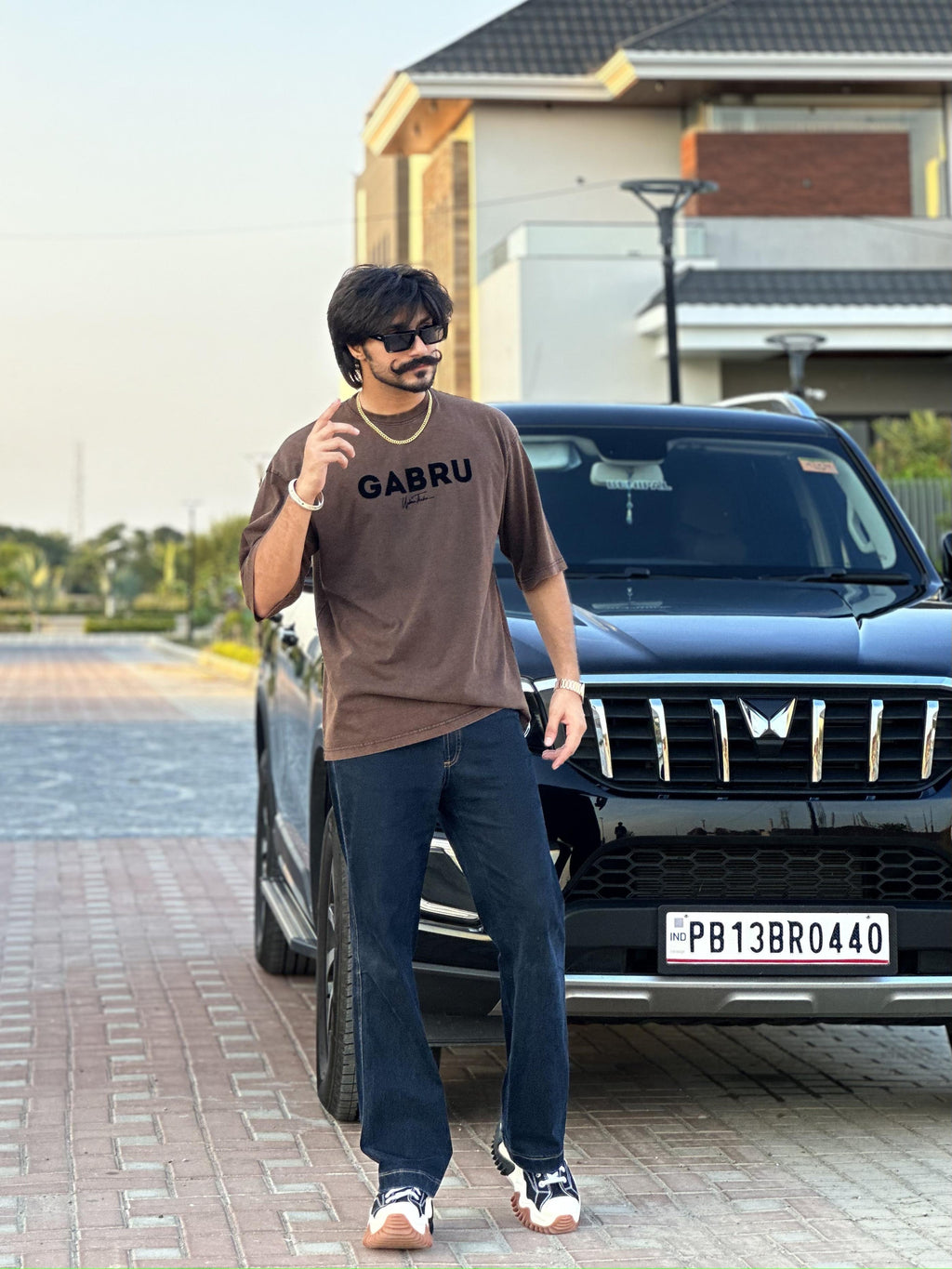 Gabru Brown Stonewashed T-shirt