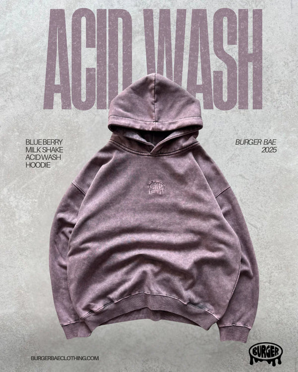 Blue Berry MilkShake Acid Wash Hoodie