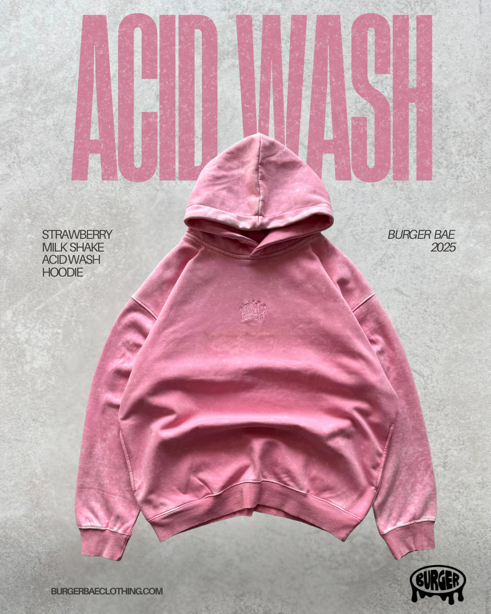 Strawberry MilkShake Acid Wash Hoodie