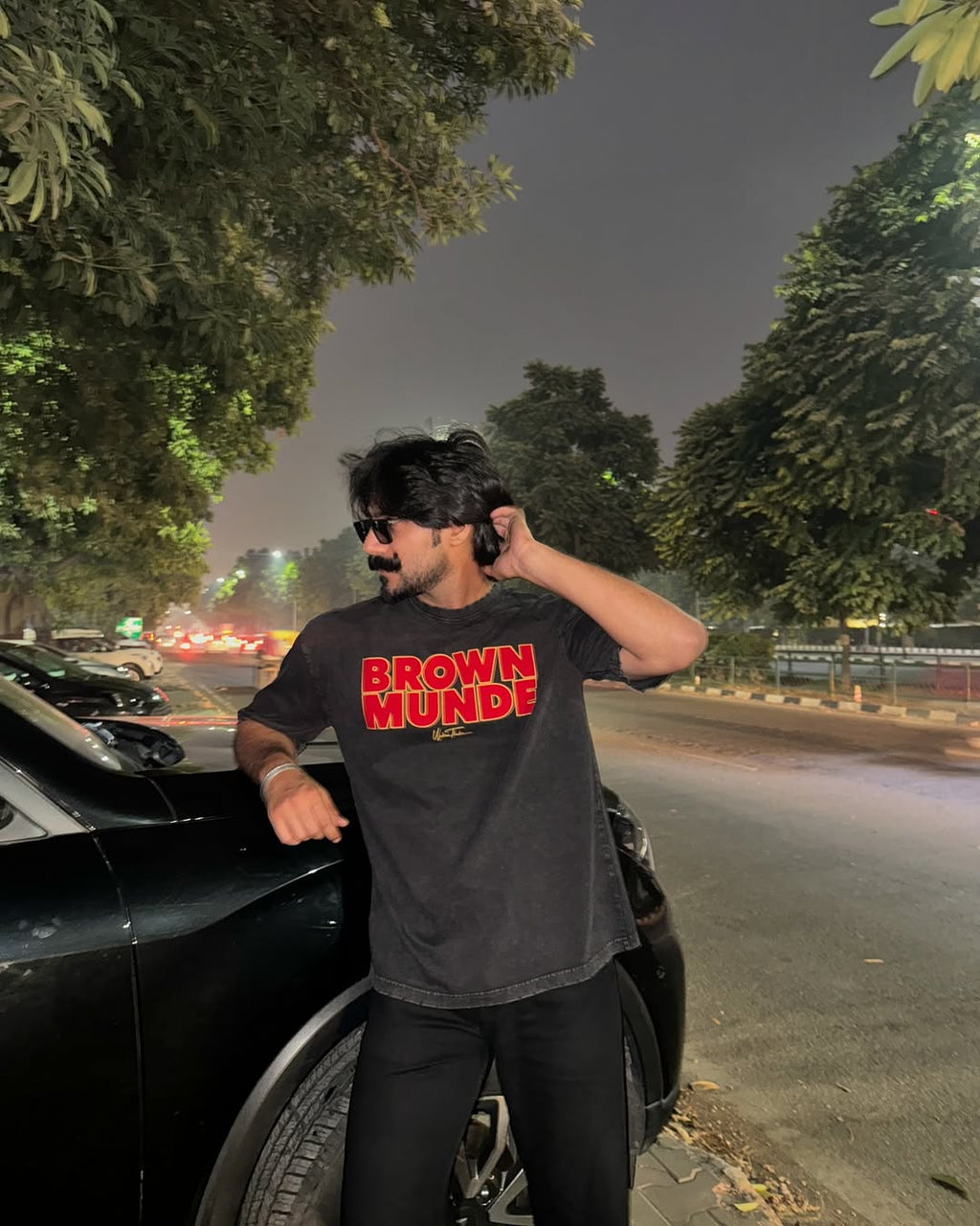 BROWN MUNDE STONEWASH TEE