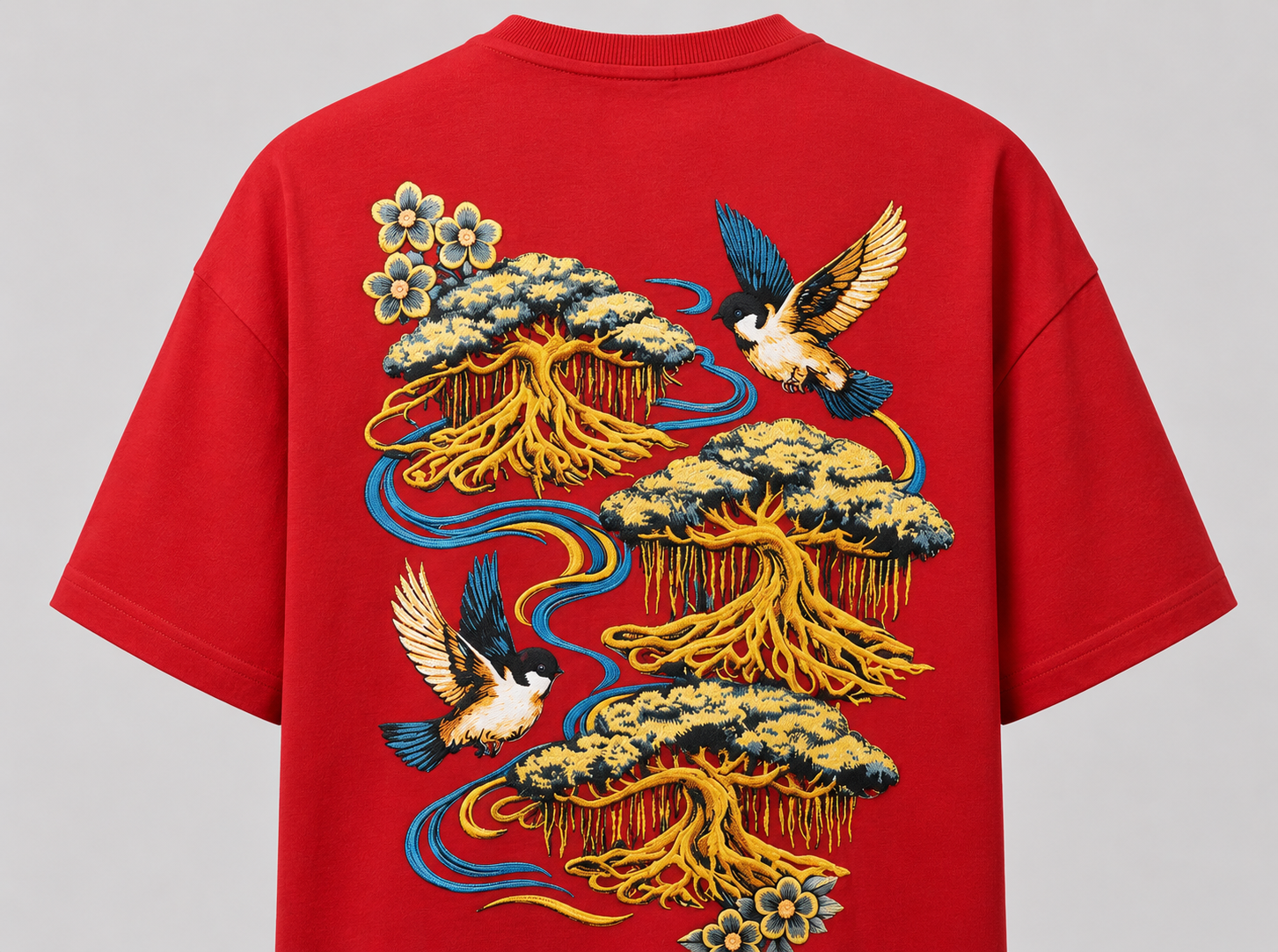 Bonsai & Swallow Oversized Boxy T-Shirt