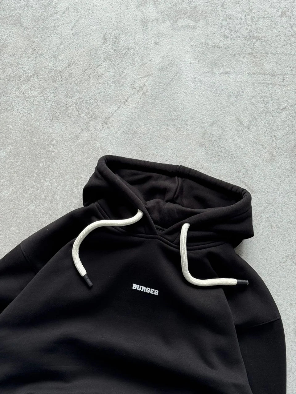 Black : Ye Burger Logo Heavyweight Baggy Hoodie For Men and Women