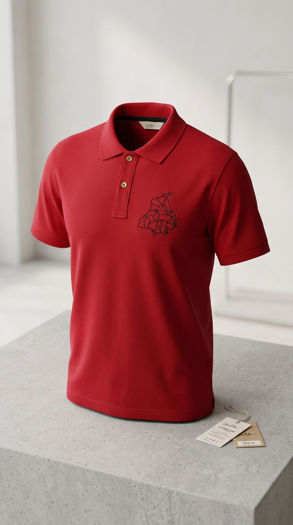 Punjab Dist. Map Embroidery Red Polo T-shirt