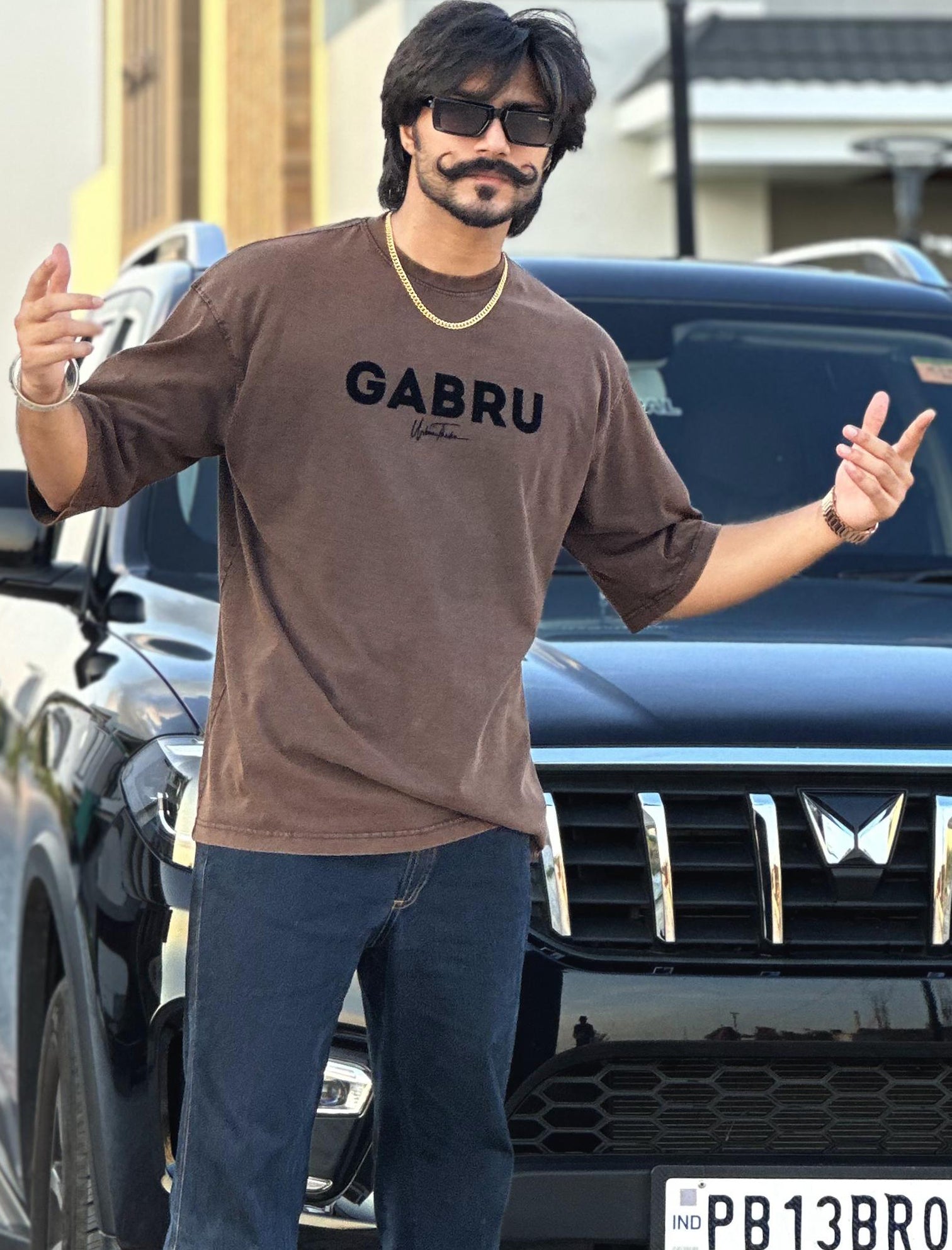 Gabru Brown Stonewashed T-shirt