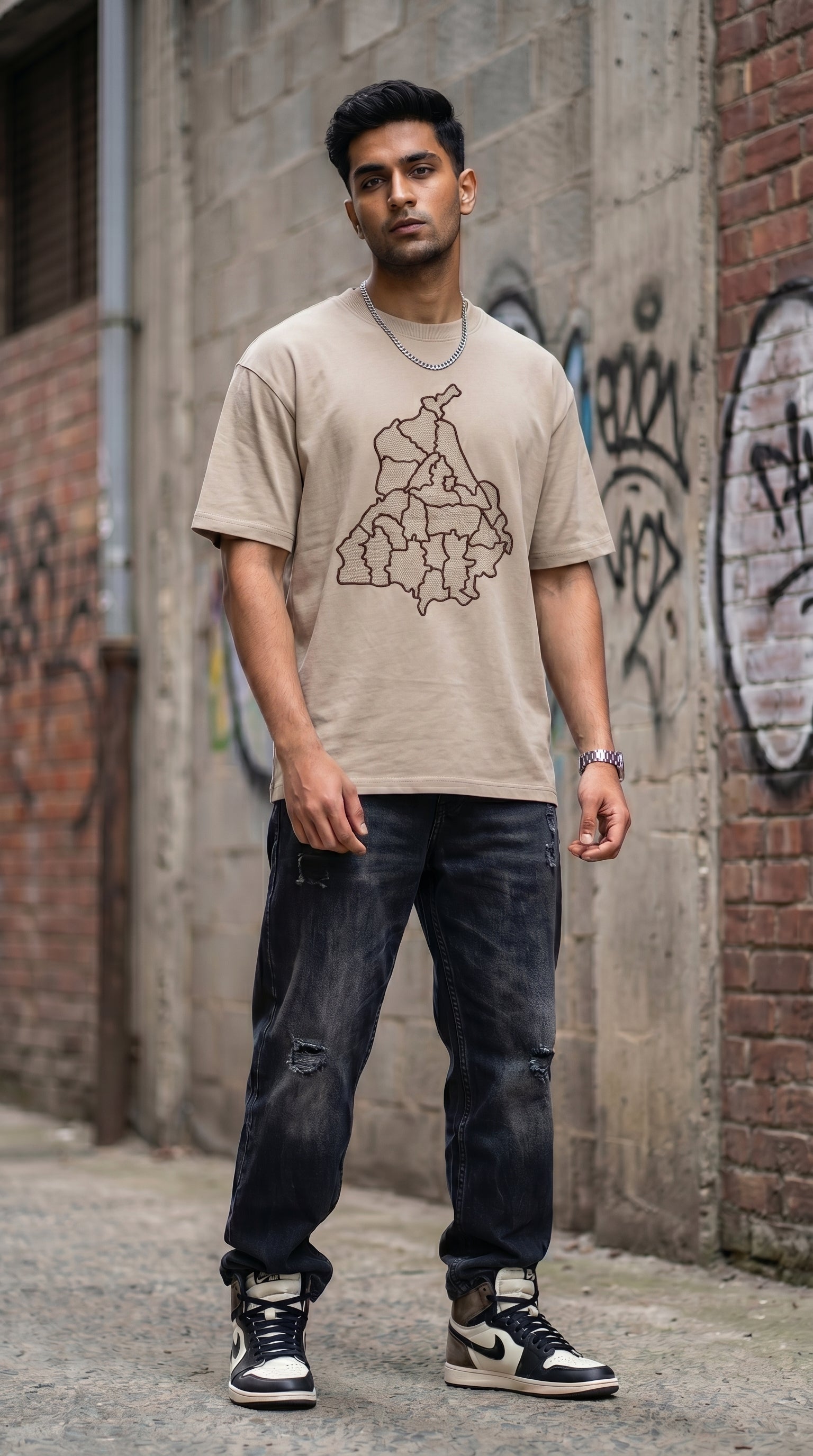 Punjab Map Tee  Embroidery